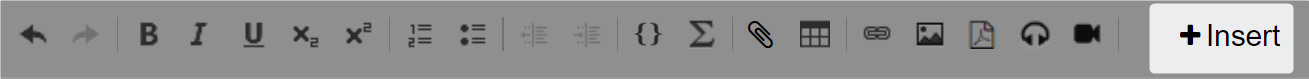 Question editor toolbar: insert