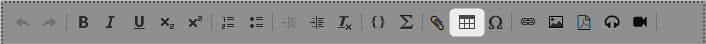 Question editor toolbar: tabel