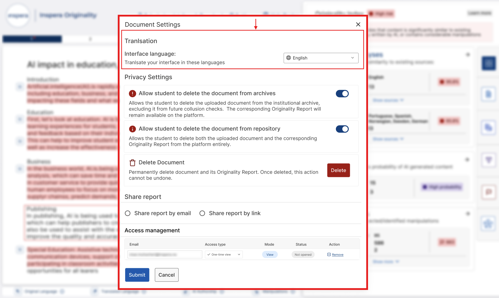 Report Buttons & Navigation Tabs – Inspera Help Center
