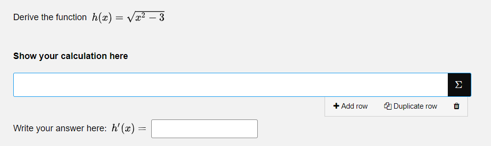 Eksempel på Fyll inn matematikk og Utregning kombinert i én sammensatt oppgave.