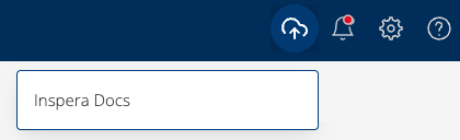 Inspera Docs accessible via the Upload menu popup in top right corner