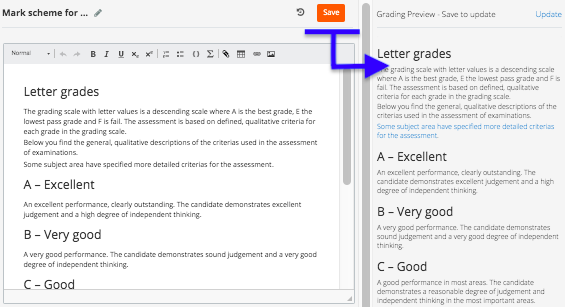 preview showing the mark scheme displayed in the left-hand panel.