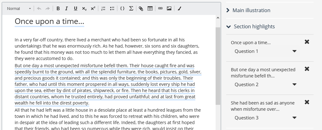 Highlighted section 