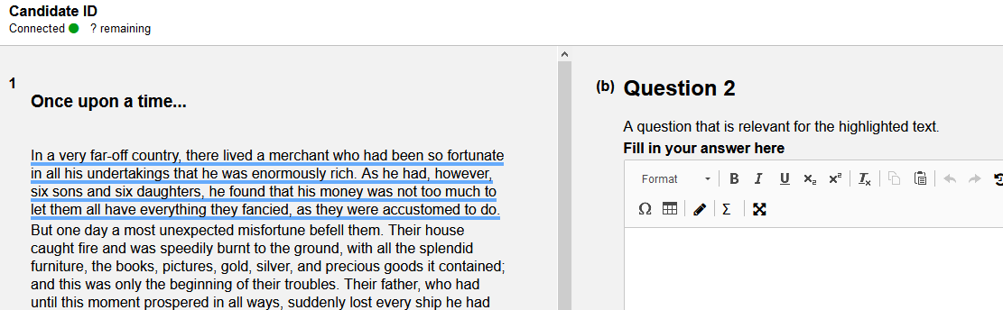 Candidate experience when using highlighted text