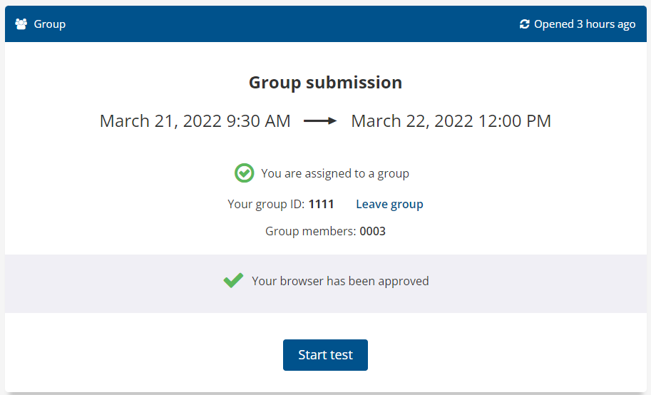 Candidate dashboard once the group is created.